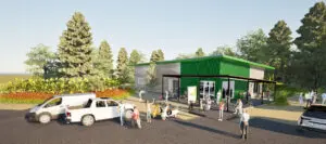 A 3D rendering of the proposed community kitchen