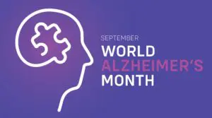 Dougherty County’s High Rate of Alzheimer’s Disease Highlights Urgent Need for Early Detection and Support 2 Outline of a head with puzzle piece, text reads World Alzheimer’s Disease Month September, set on a purple background.